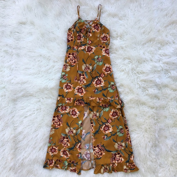 Slit Front Maxi Dress with Pretty Ruffle Detail - Picture 2 of 8